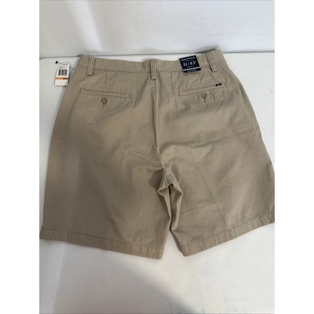 Nautica Deck Shorts Mens 33W Khaki Tan Classic Fit Cotton Casual Chino - Picture 3 of 11